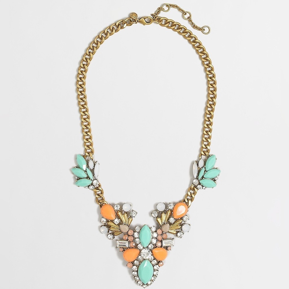 J.Crew Elegant Gold and Turquoise Statement Necklace
